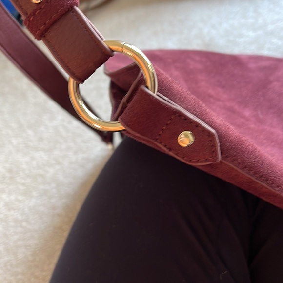 Old Navy Burgundy Faux Suede Hobo Bag - Picture 4 of 4